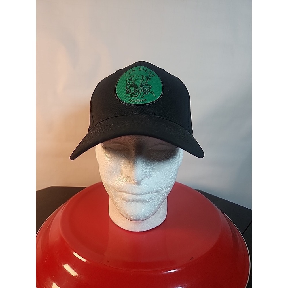 San Diego California Patch Hat Adjustable Black Kraken Symbol